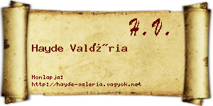 Hayde Valéria névjegykártya